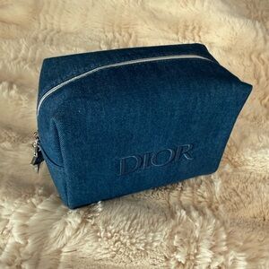 DIOR 2024 COSMETIC BEAUTY POUCH MAKEUP DEMIM BLUE BAG WITH STAR ZIPPER PULL